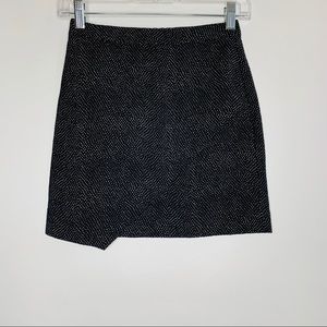 H&M Black  and  White Dot Faux Wrap Mini Skirt
